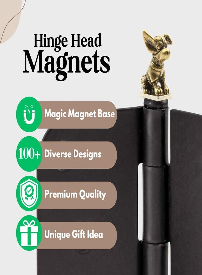 Wallertree Brass Dog Hinge Heads Decorative Topper Set of 3 - Magnetic Hinge Head Toppers - Vintage Animal Door Hinge Head Home Decoration - Image 3